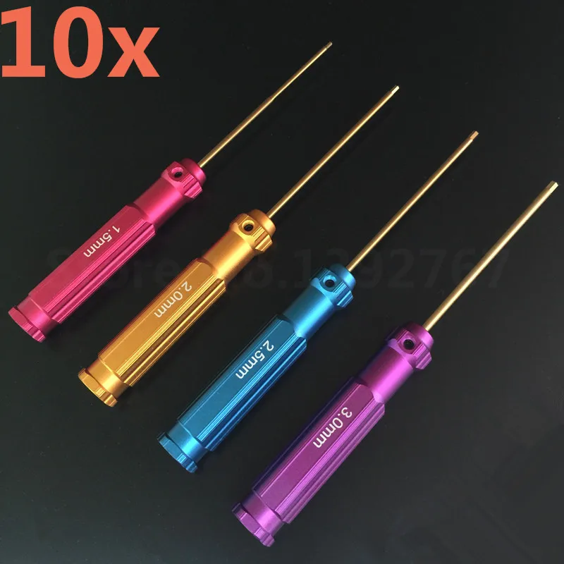 10Sets/lot 4Pcs Tools Kit Hex Screw Driver 1.5MM 2.0MM 2.5MM 3.0MM Colorful For RC Car Helicopter