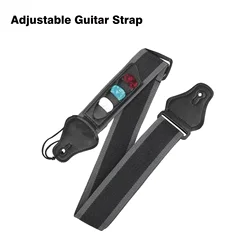 Miwayer Adjustable Guitar Strap with 3 Pick Holders - PU Leather Ends for Electric/Acoustic Guitar & Bass
