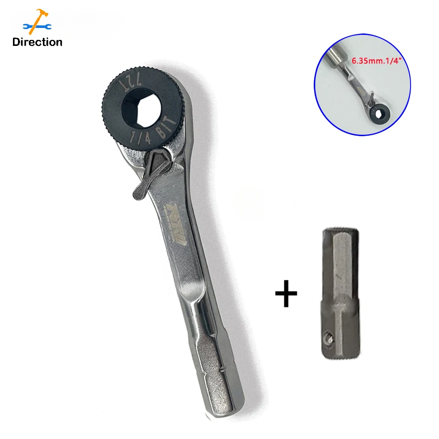 Chave de Catraca com Alça Soquete Rápido Chave de Fenda Chaves de Torque Hexagonal Ferramenta Edc ” 6.35 mm 4