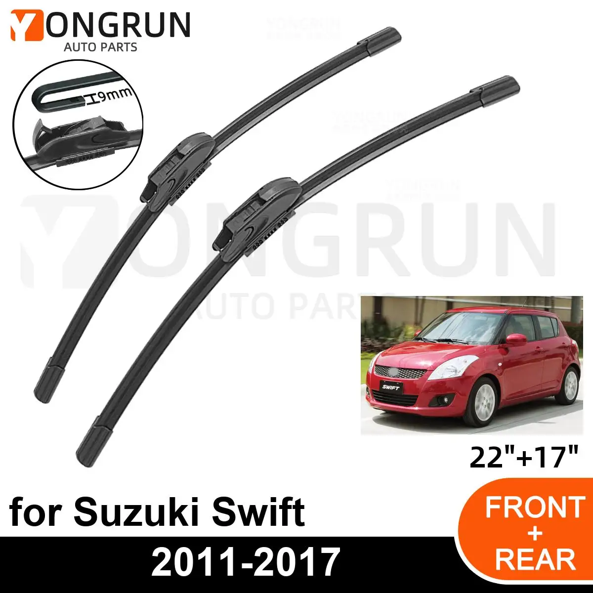 

Стеклоочистители передние для Suzuki Swift 2011-2017, резиновые щетки стеклоочистителя 22 + 17 дюймов, аксессуары для лобового стекла автомобиля