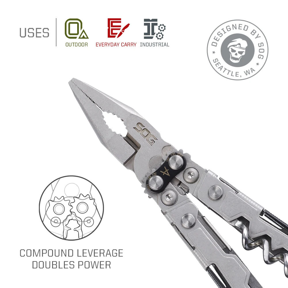 أداة تكتيكية متعددة 19 في 1 من SOG PowerLitre مع كماشة قابلة للطي وسكين - معدات EDC مدمجة للبقاء على قيد الحياة والتخييم في حالات الطوارئ والحمل #2