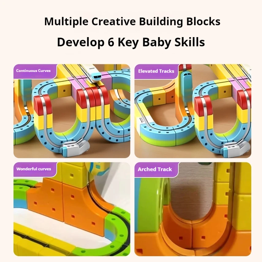 DIY 조립 블록 최신 교육용 장난감 매직 트랙 기차 세트 어린이 장난감 무선 조종 없는 레일카 어린이 선물