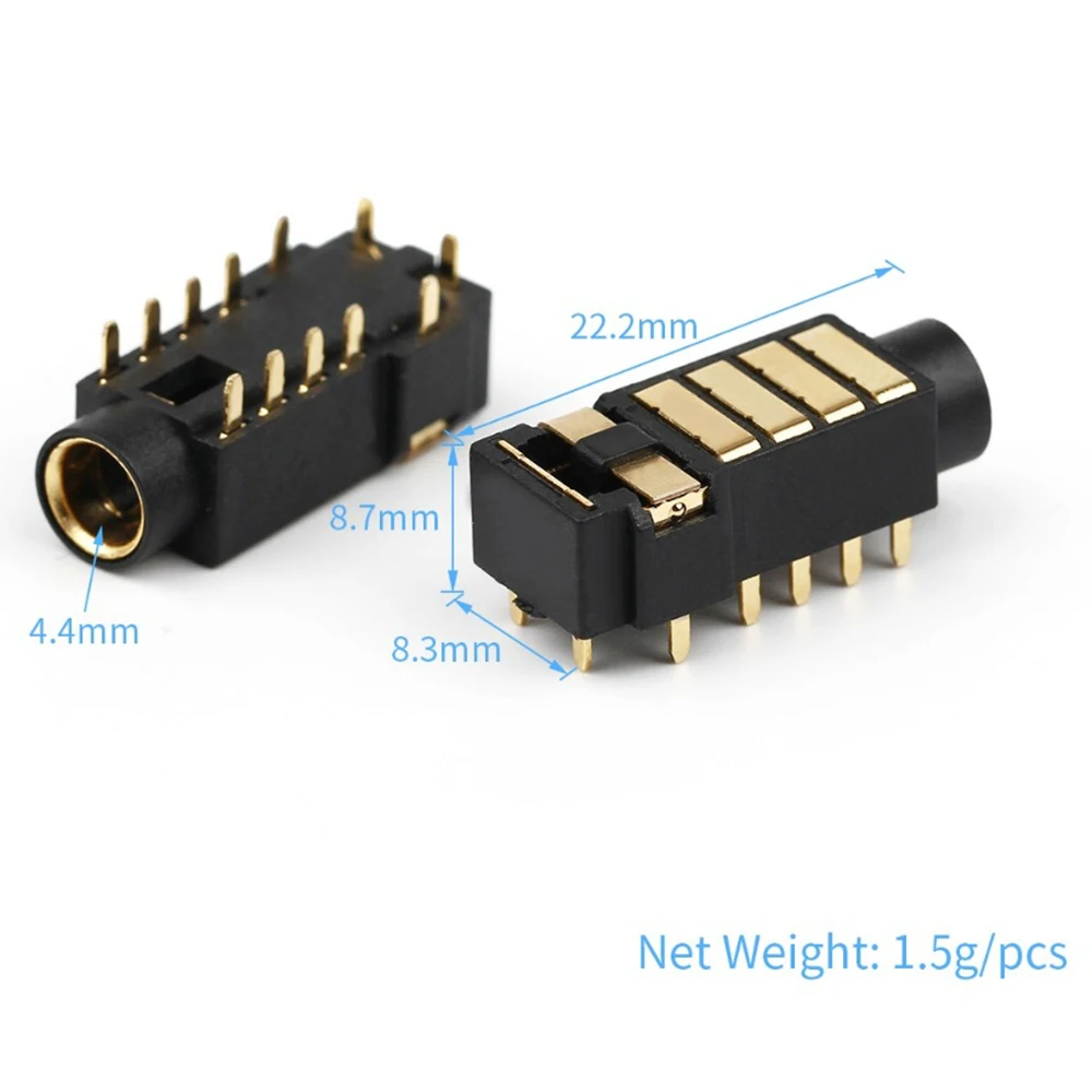 12 Pins 4.4mm 5 Pole Stereo Earphone Balanced Female Plug Audio Jack Metal Adapter Wire Connector