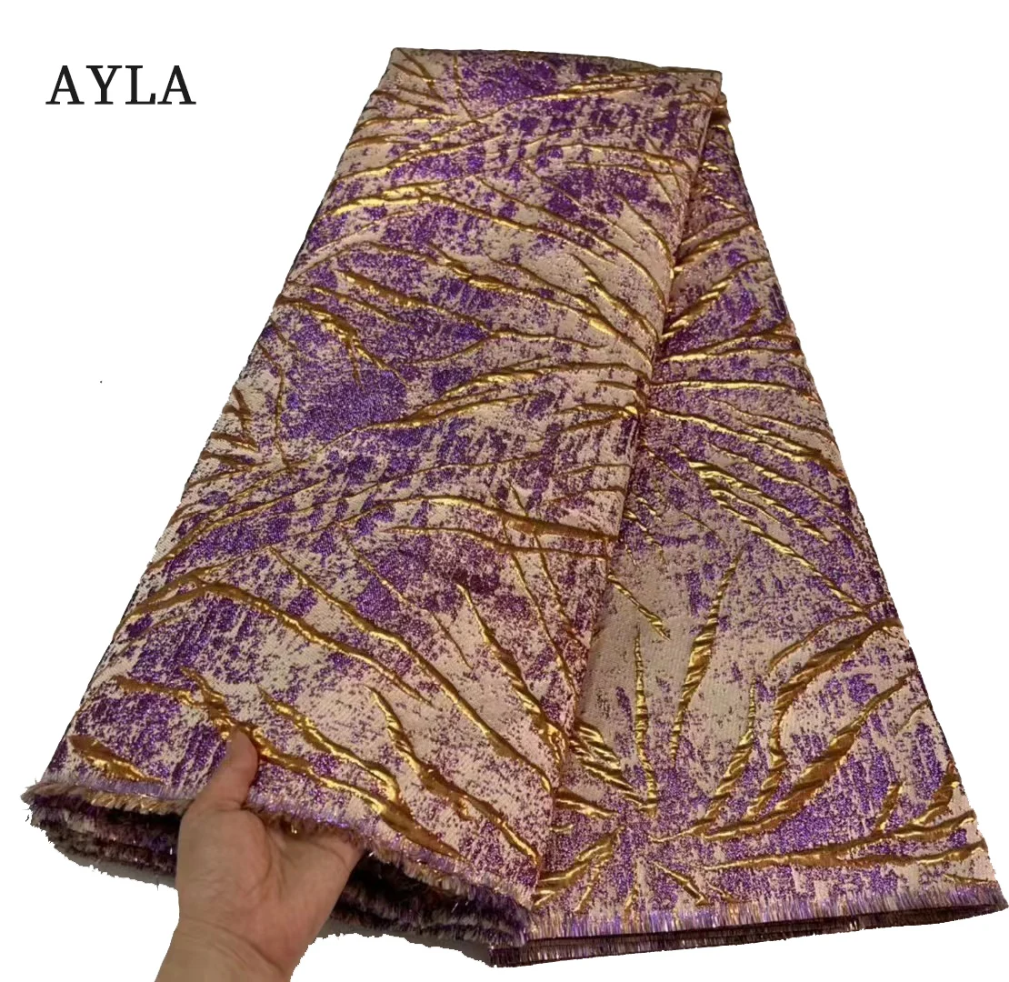 

African Jacquard Brocade Fabric Material for Clothes Women Luxury Nigerian Lace Fabric 2023 Damask Jacquard Fabric Sewing 5Yrds