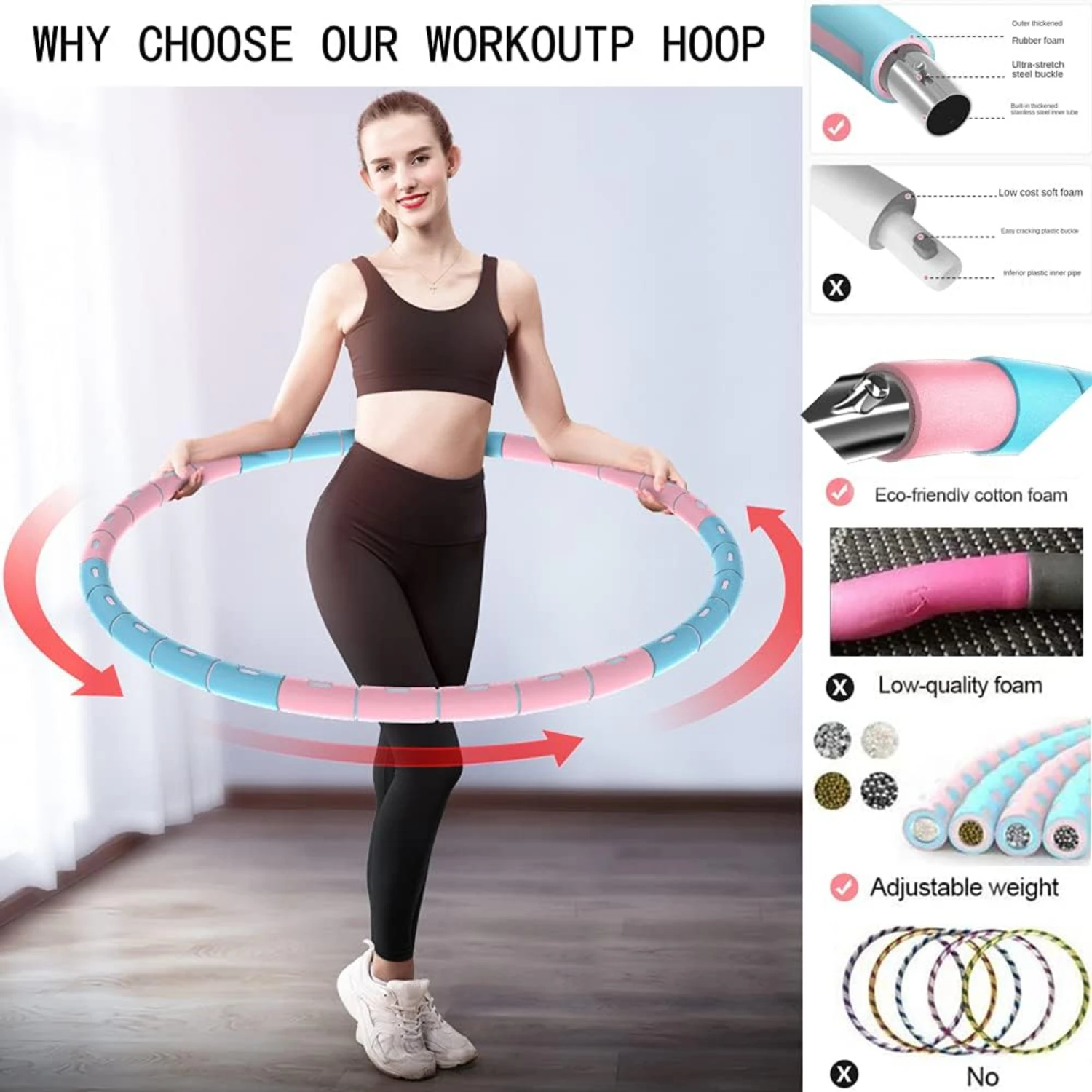 

Adjustable, Convenient, and Portable Weighted Hoola Hoop with Soft Padding for Effective Women's Weight Loss Goals - Intense Det