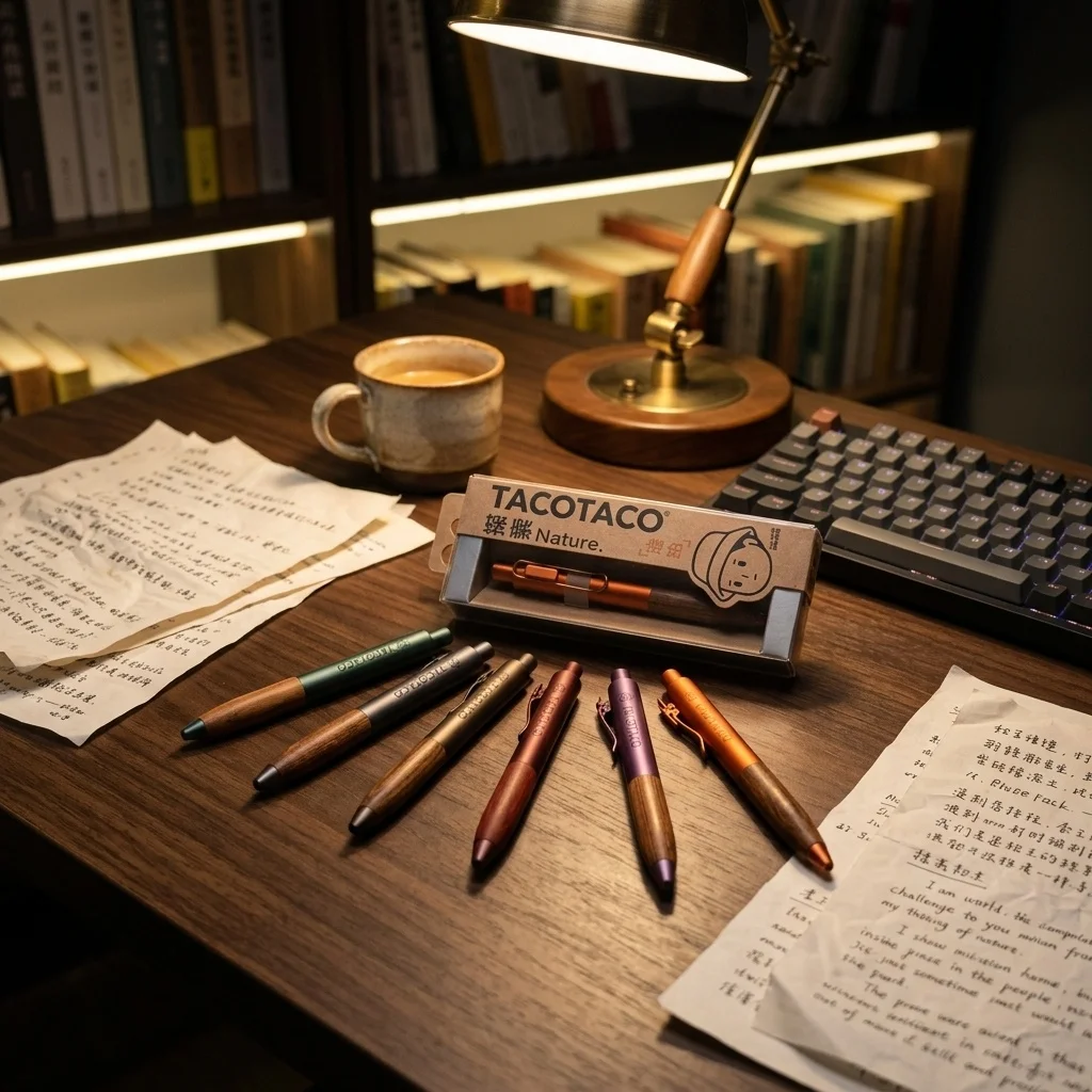 TACOTACO Limited Edition Natural Solid Wood Click Gel Pen,High-End Low-Center Pocket Writing Pen with Smooth Quick-Dry Black Ink
