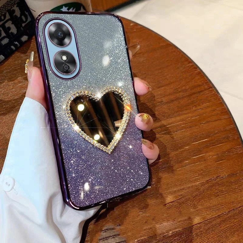 Luxury Glitter Diamond Mirror Phone Case For OPPO Reno 12 11 11F 10 10ProPlus 9 7 A17 A16 A16S A57 A94 A58 A53 A36 A78 A95 Cover