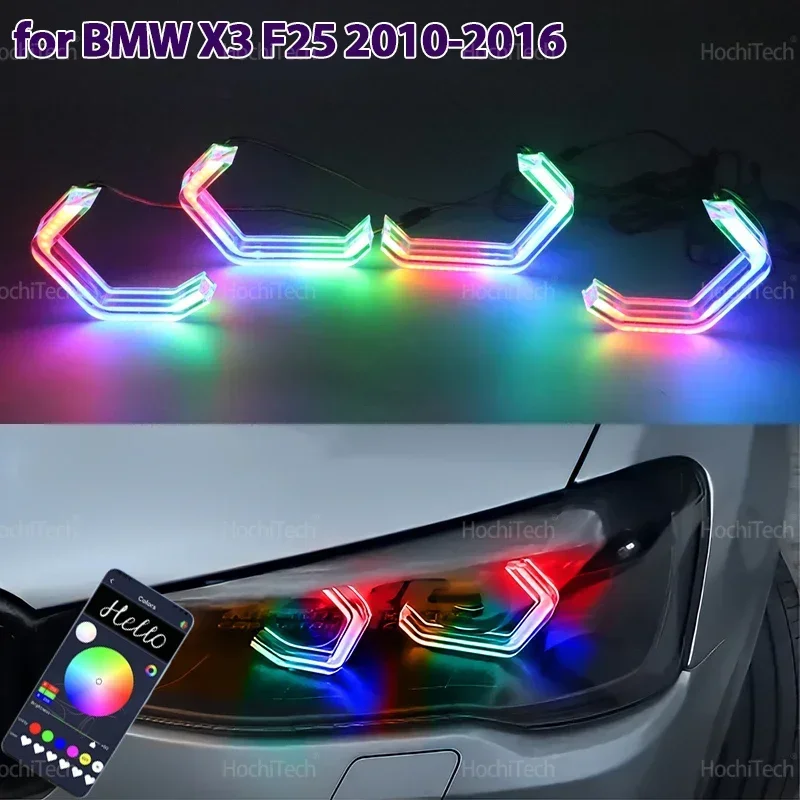 

M4 style Muti-colored modes Angel Eyes Ring LED Turn signal For BMW X3 F25 2010-2016 Sequential APP Remote control