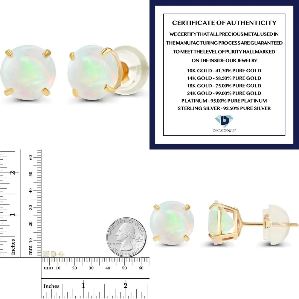 

Genuine Gemstone Birthstone Stud Earrings in 14K Gold for Women - 4mm Round Stones in Yellow, White, or Rose Gold