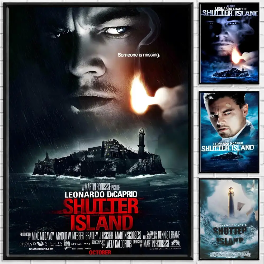 Psychological Thriller Movie Shutter Island Poster Self-adhesive Art Waterproof Paper Sticker Coffee House Bar Room Wall Decor