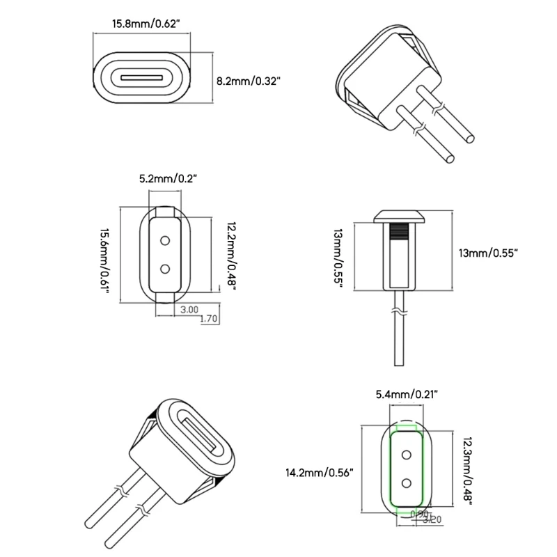 USB-разъем типа C — PH2.0 с гайкой и стопорной пластиной, водонепроницаемая розетка USB с внутренней резьбой