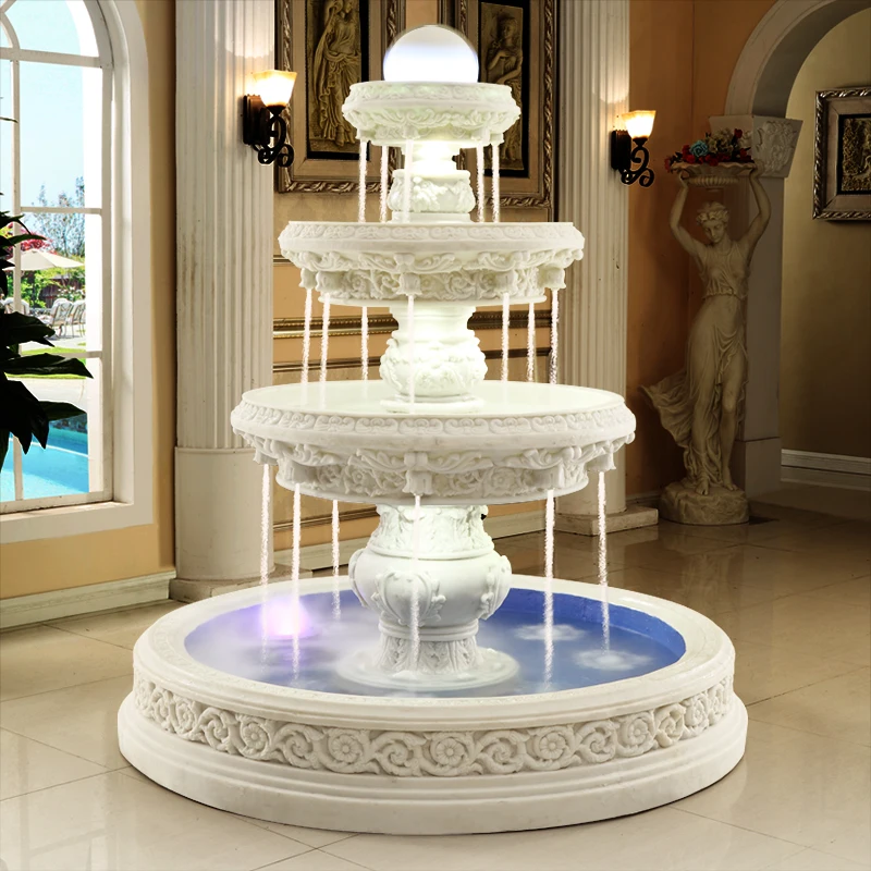 European-style flowing water fountain, large indoor ornaments, hotel floor-to-ceiling Roman column ornaments, housewarming