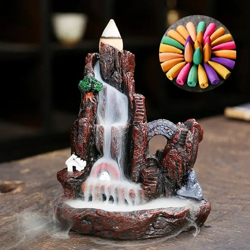 Multi-scented Mixed Waterfall Smoke Backflow Natural Incense Cone Incense Cone Lavender Suitable for Places Tea Room Yoga Room