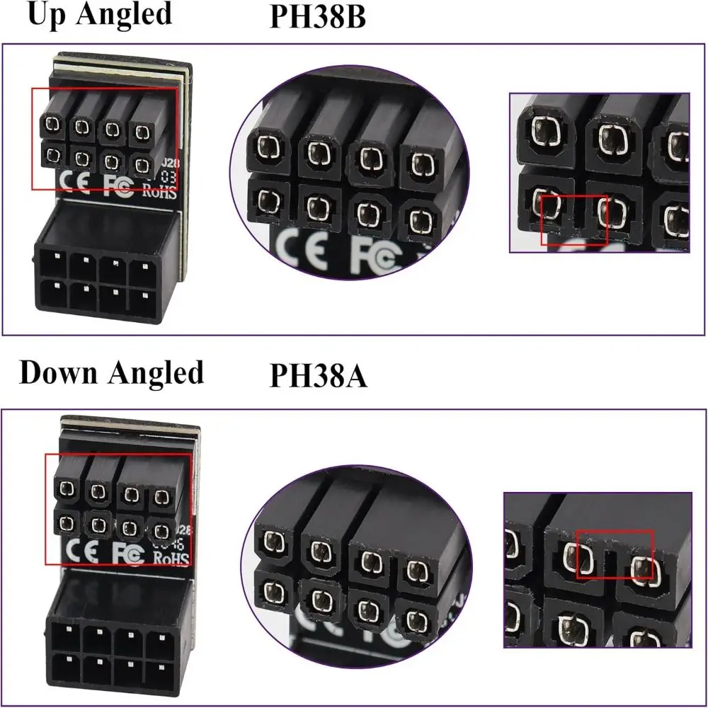 

180 Degree Elbow Graphics Card Power Supply Adapter DIY Universal PSU Steering Connector 6Pin/8Pin Cable Extension PC Building