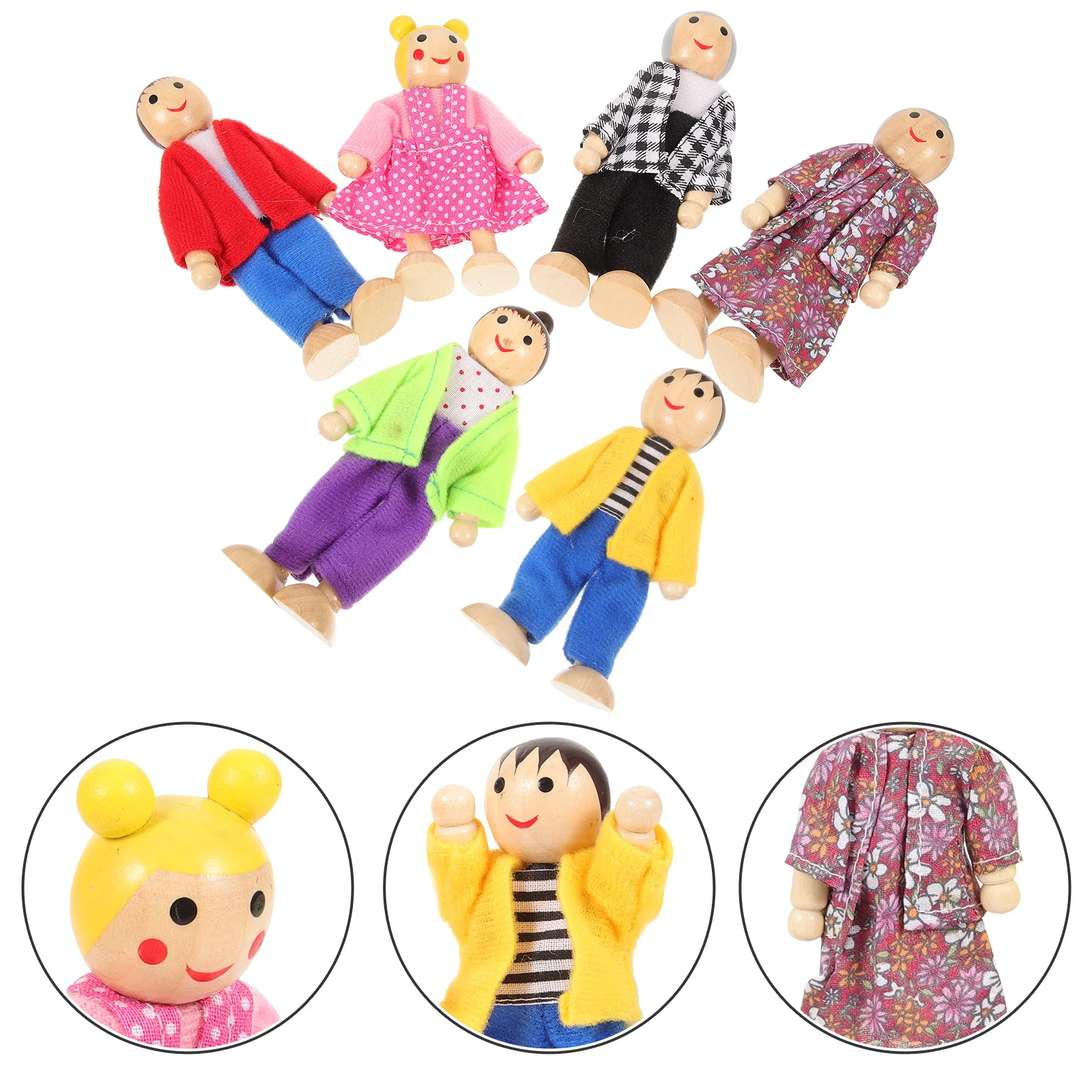 

Wooden Mini People Figures Pretend Play Accessories Kids Toys Dolls Family Role Tiny Toddler Baby Cosplay