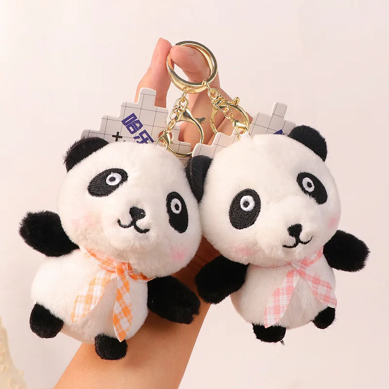 Llavero con colgante de dibujos animados para niños, 1 piezas, pajarita Kawaii, Panda, muñeco de peluche, animales bonitos, accesorios para bolsa, regalo