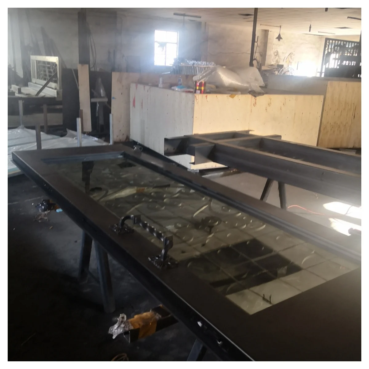 Customized Wrought Iron Doors Steel Glass Door