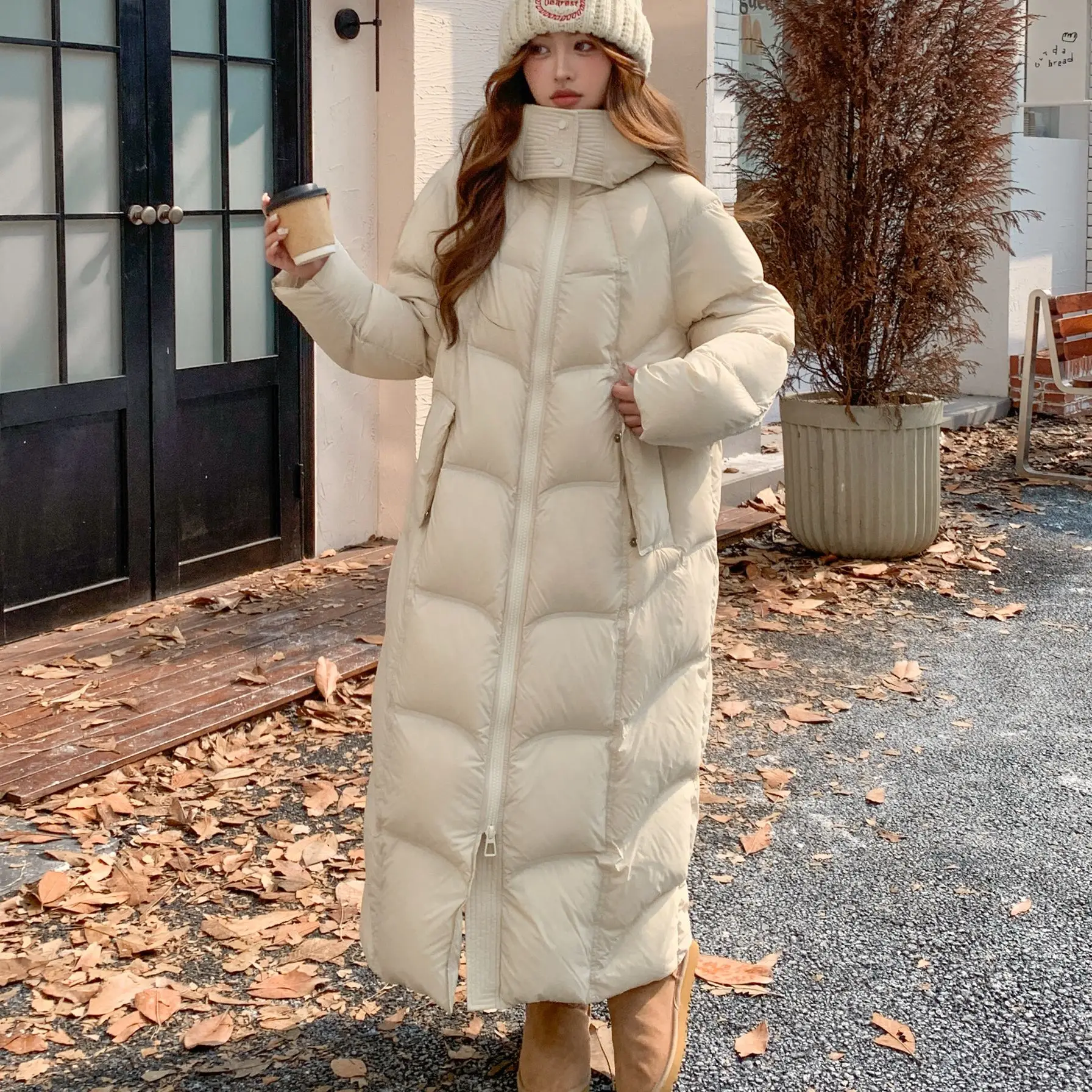 2025年冬新作 レディース ダウンジャケット 通勤用 フード付き ロングパーカー ダウンジャケット