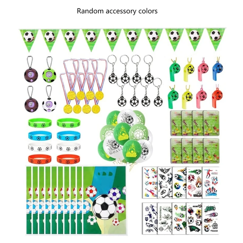 Soccer Bag Decorate in Fashion with Invitation Cards Fillers Bags Bracelets Whistles and Temporary Sticker Birthday Tool