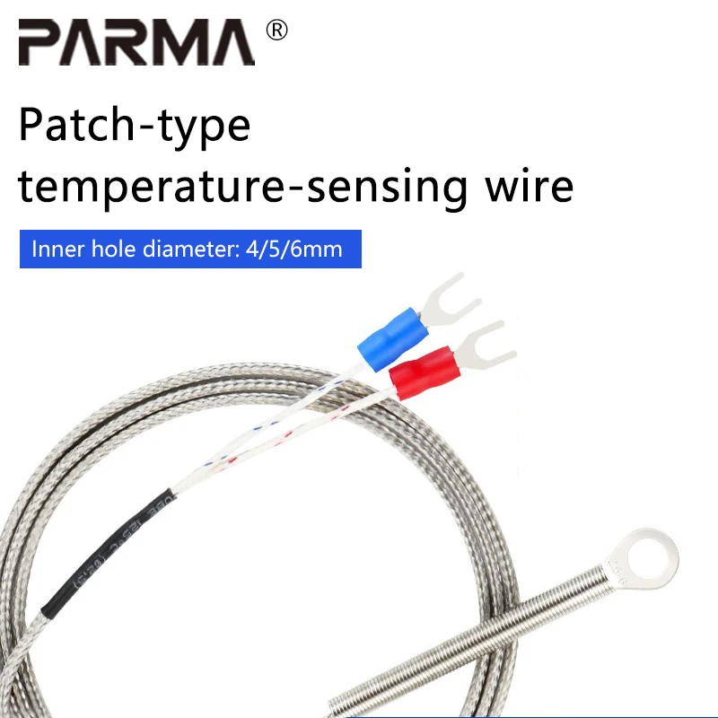 Spring-type patch-type temperature-sensing wire thermocouple gasket K-type M6 round-hole probe temperature sensor 4/5/6mm