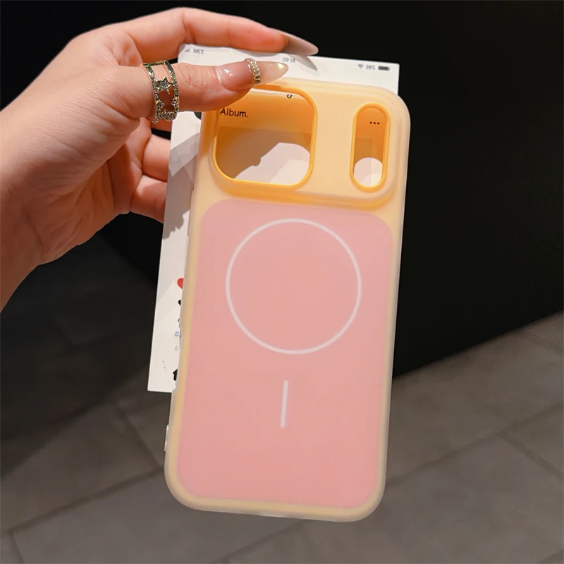 2-in-1 Candy Jelly Farbige Magnetische Magsafe-kompatible Kabellose Ladehülle für iPhone 17 Air 16 15 14 13 12 11 Pro Max Stoßfänger-Cover