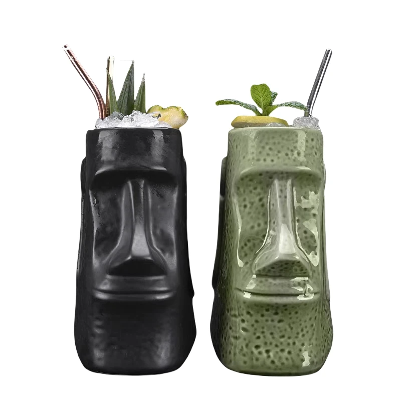 

700ml Hawaii Tiki Mugs Cocktail Cup Beer Beverage Mug Wine Mug Ceramic Ku.Ku.Kauioo Mugs Barware