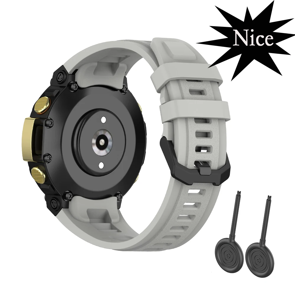 Huami Aamzfit T-rex2 실리콘 스트랩, 고품질 스포츠 시계 밴드 팔찌, 도구 포함, 단일 색상