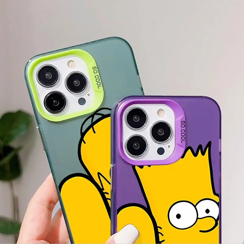 Homer Man The Simpsons Colored Silver Case for Apple iPhone 11 13 15 Pro Max 12 14  XR X XS Shockproof Protective Phone Cover