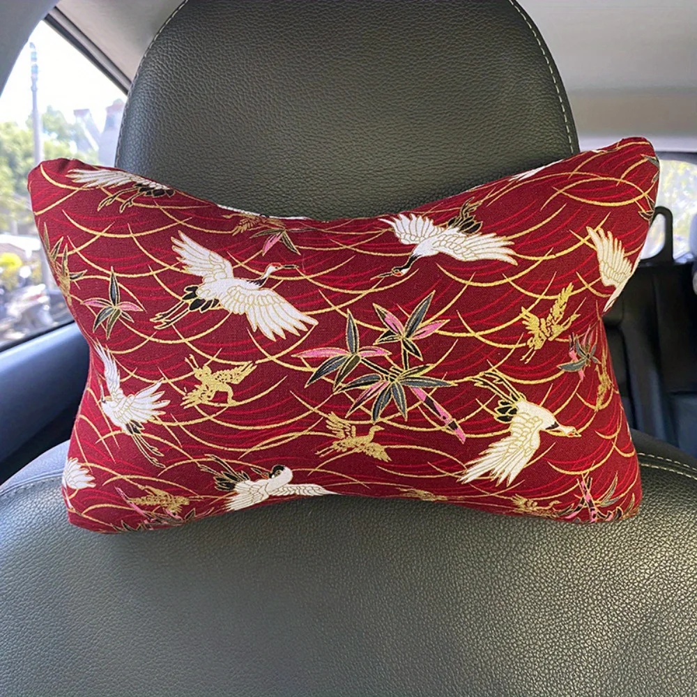 2Pcs JDM SAKURA Black Koi Fish Fabric Soft Cotton Car Neck Rest Pillow Headrest