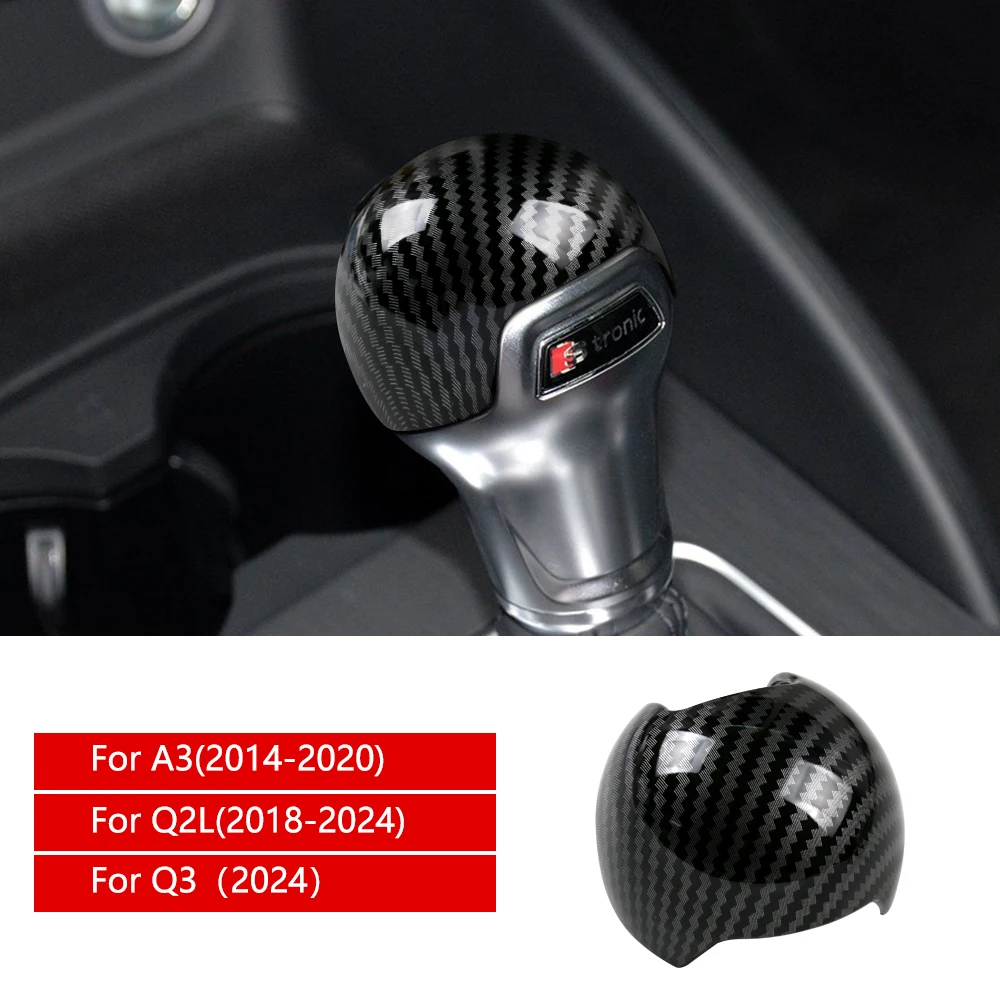 

1 piece Gear Shift Knob Cover BLACK Carbon Fiber Sticker for Audi A3 Q3 Q2L Trim Decal