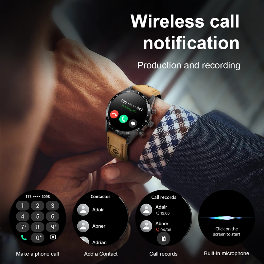 LIGE Men\'s Smart Watch Bluetooth Connection AMOLED Screen Smartwatch Men IP68 Waterproof Voice Call Samrtwatches for Android iOS