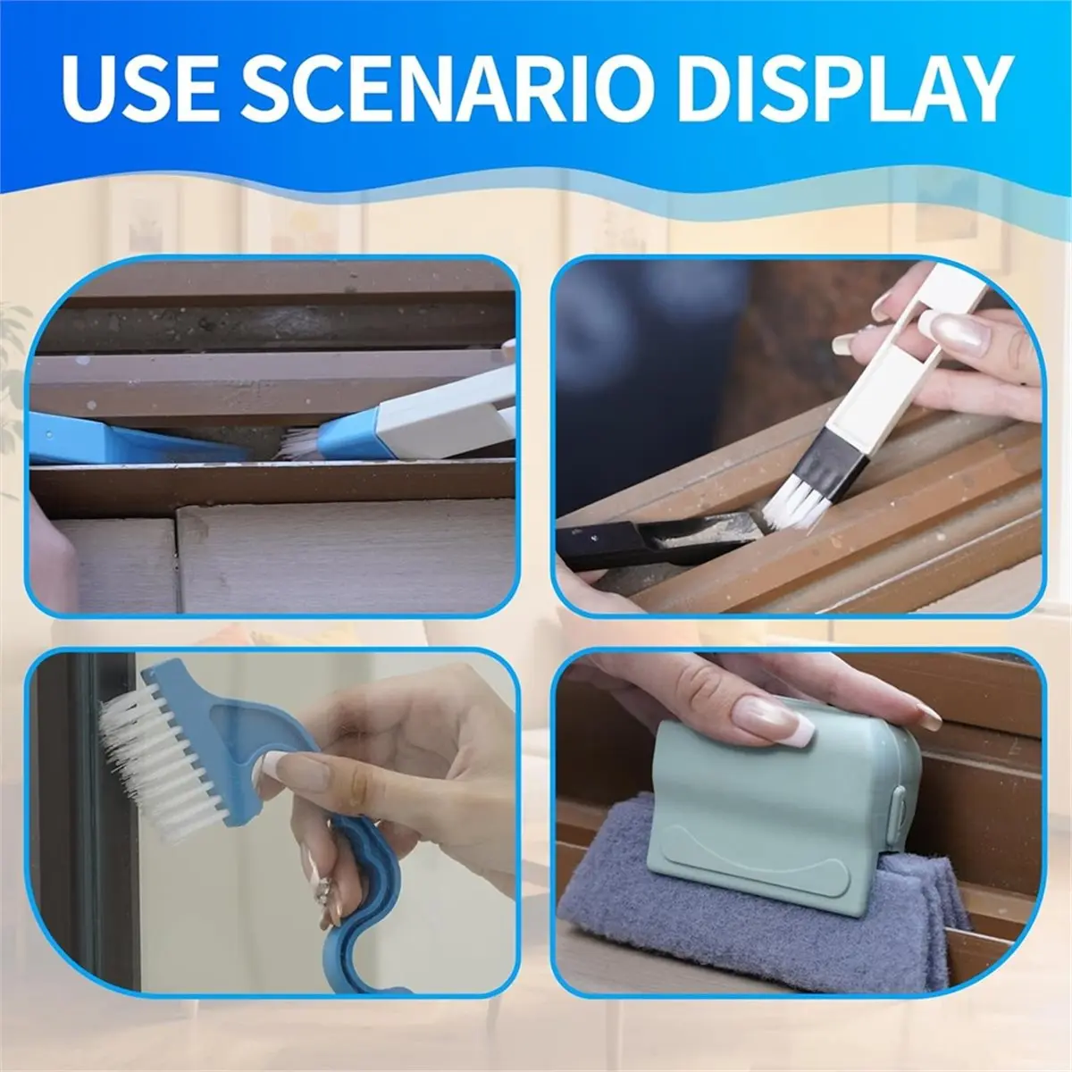 Window Track Cleaner Tool Set, 13 Pcs Magic Window Sill Cleaning Tools Kit for Door Tracks