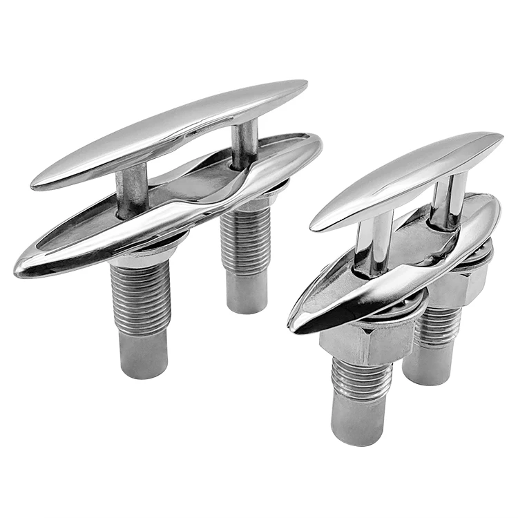 Heavy Duty Pull Up Cleat Marine Pop Up Dock Cleat Flush Mount Retractable Deck Cleats 5/6 Inch 316 Stainless Steel