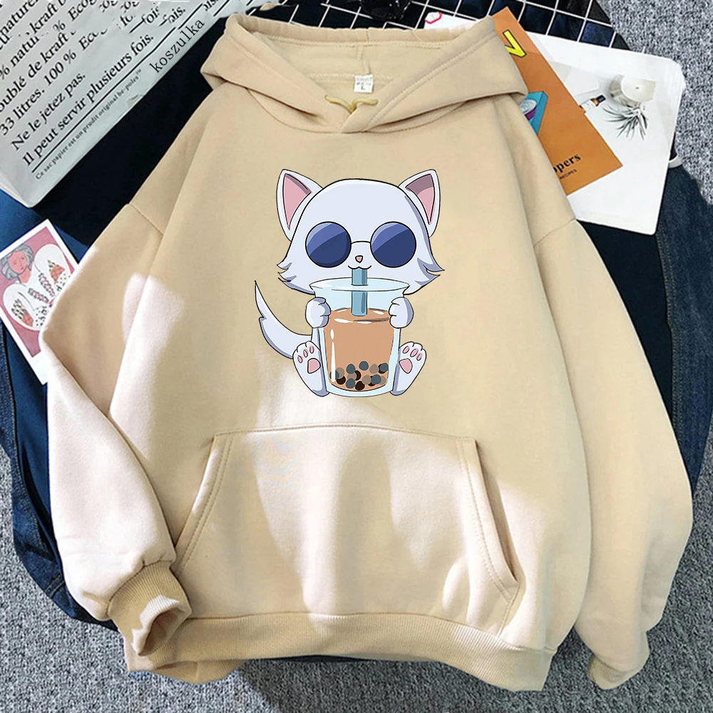 Kawaii Bubble Tea Satoru Gojo Cat Hoodie Women Unisex Jujutsu Kaisen Hoodies Sweatshirts Manga Anime Cartoon Plus Size Hoodie