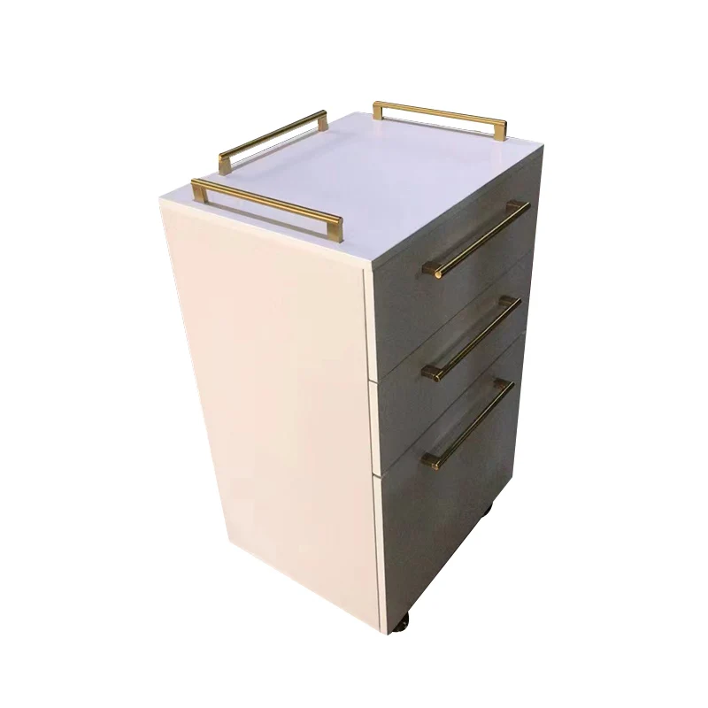 2023 Latest High Quality Heavy Duty White&Gold Barber Cabinet Salon Trolley Storage Cabinet 10 Years Warranty