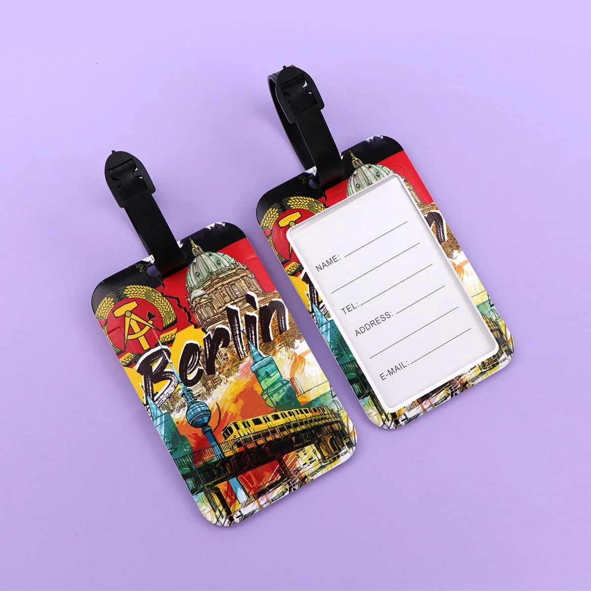 Berlin Plastics Baggage Tag Suitcase Backpack Anti-Lost Listing ID Card Holder Fashion Luggage Accessories Gifts for Friends