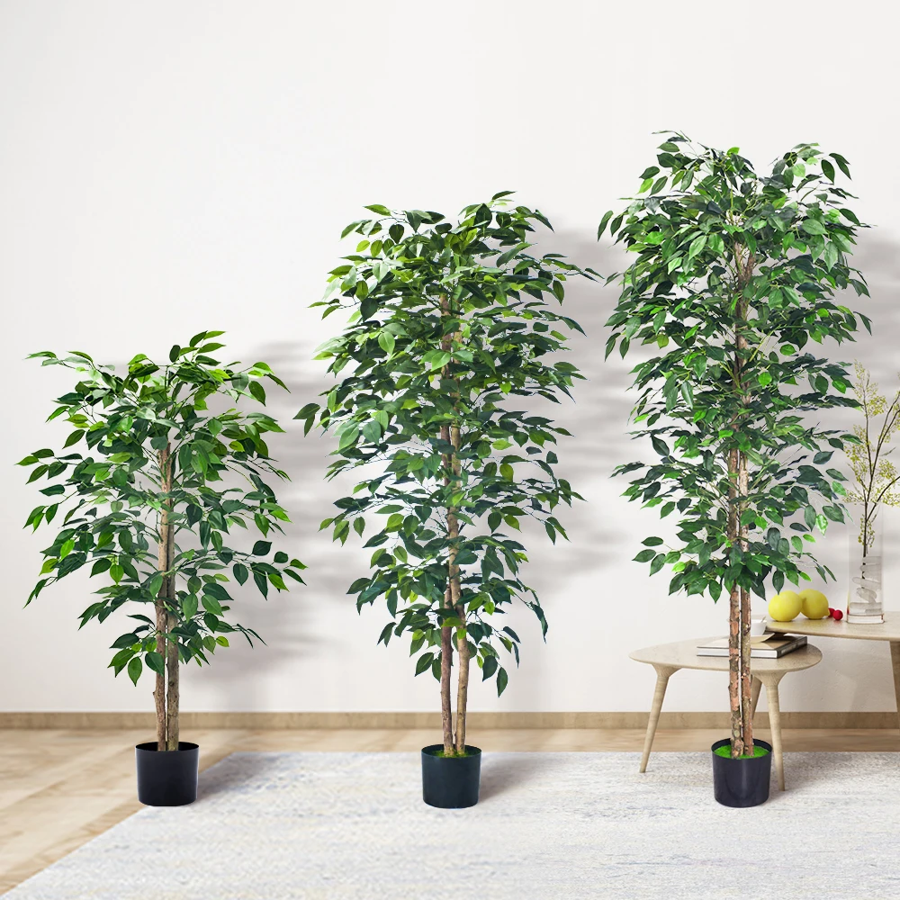 

Fake Ficus Tree Artificial Ficus Trees With Realistic Leaves and Natural Trunk for Office Home Decoration