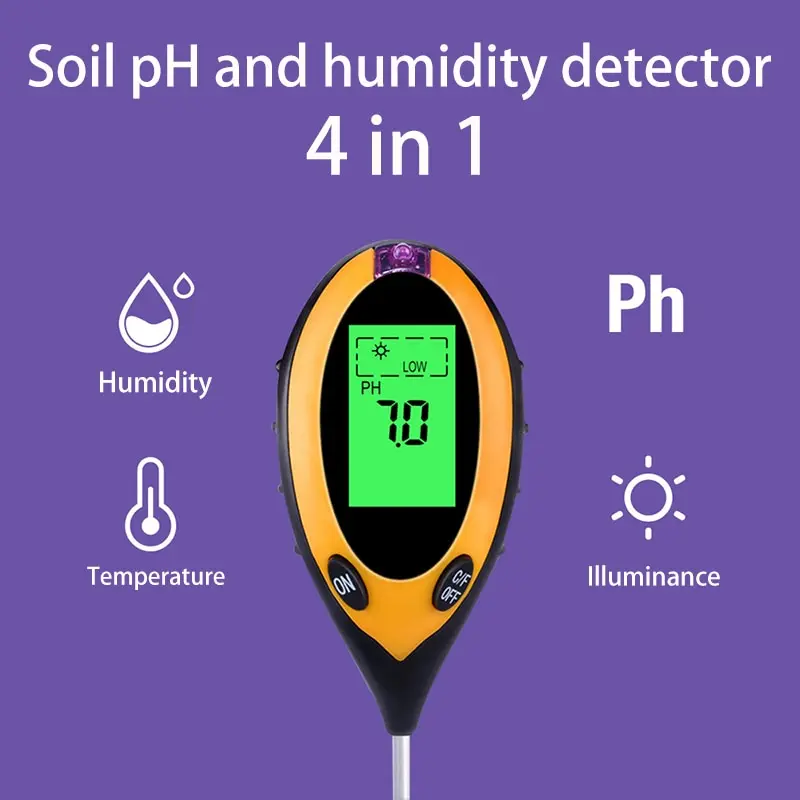 1pc Soil PH and Humidity Tester Nutrient Water Tester High Precision Household Gardening Flower Grass Fertility Meter