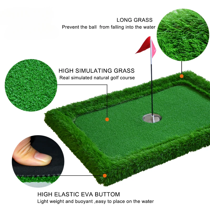 Golf Game Floating Chipping Green Golf Turf Mat Set for Outdoor Backyard Swimming Pool Games