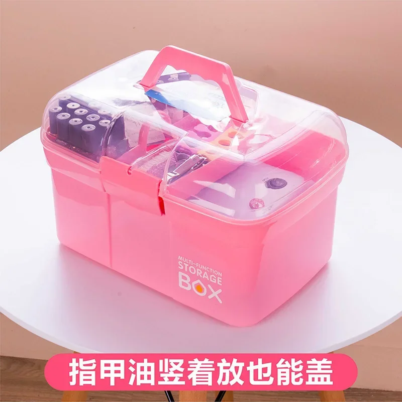 Storage box plastic fashion home double hand medicine box nail box storage first aid kit storage box