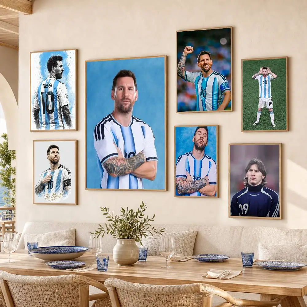 Football Lionel M-Messi  Waterproof Self-Adhesive Wall Poster for Bedroom Living Room Home Decor