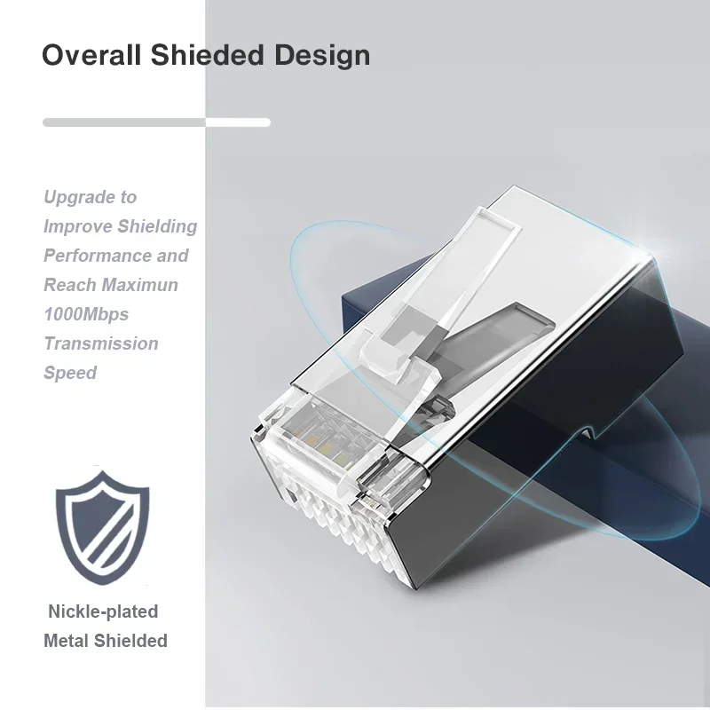 ZoeRax 100 шт. RJ45 Cat6/5E проходной сквозной разъем с отверстием 1,2 мм, модульная вилка для твердого или многожильного кабеля с ботинками для снятия натяжения