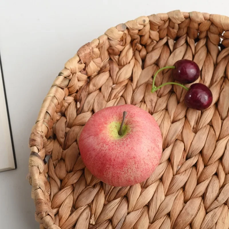 Mir tissé avec poignée, tissage d'enge, rangement de fruits et légumes, service rond pour la maison, assiette décorative