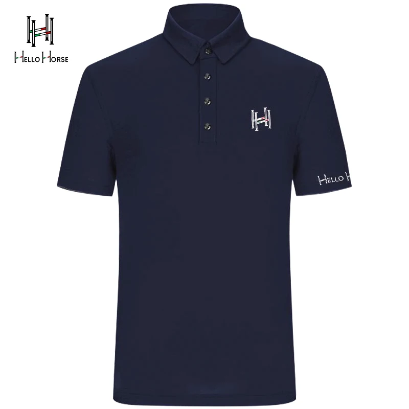 Hello Horse Kaus Polo Pelindung Matahari Lengan Pendek Olahraga Berkuda Kaus Berkuda Penyerap Kelembapan dan Cepat Kering Pakaian Berkuda Musim Panas Atasan Peralatan Ksatria