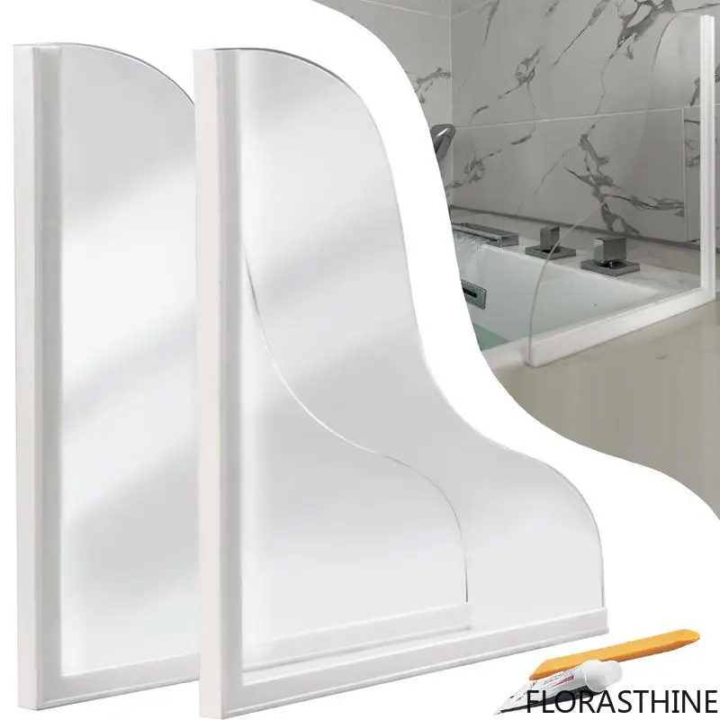 2pcs Bathtub Splash Guard Bathtub Water Splash Guard in Acrylic Silicone Based Containment Water Barrier with Adhesive