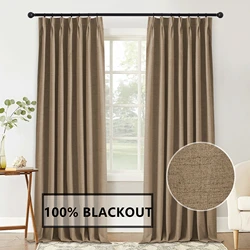 310m Height Custom Made Solid Color Living Room Curtains 100% Blackout For Faux Linen Bedroom Window Curtain