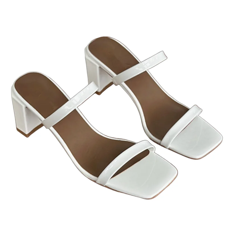 

Withered Summer Women's Shoes French Genuine Leather Mules Shoes Fashionable Eegant 6cm High Heel Sandals Shoes Women