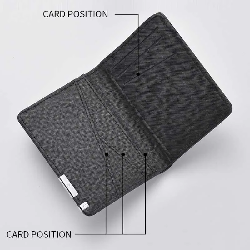 Small Slim Business-Style Wallet - Multiple Card Slots, Credit Card and Driver's License Holder, Geometric In Black Faux Leather