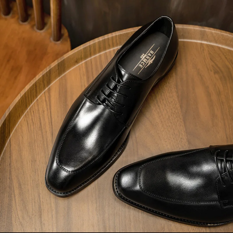 Business Formal Derby Leather Shoes Korean Style Square-Toed Men's Shoes