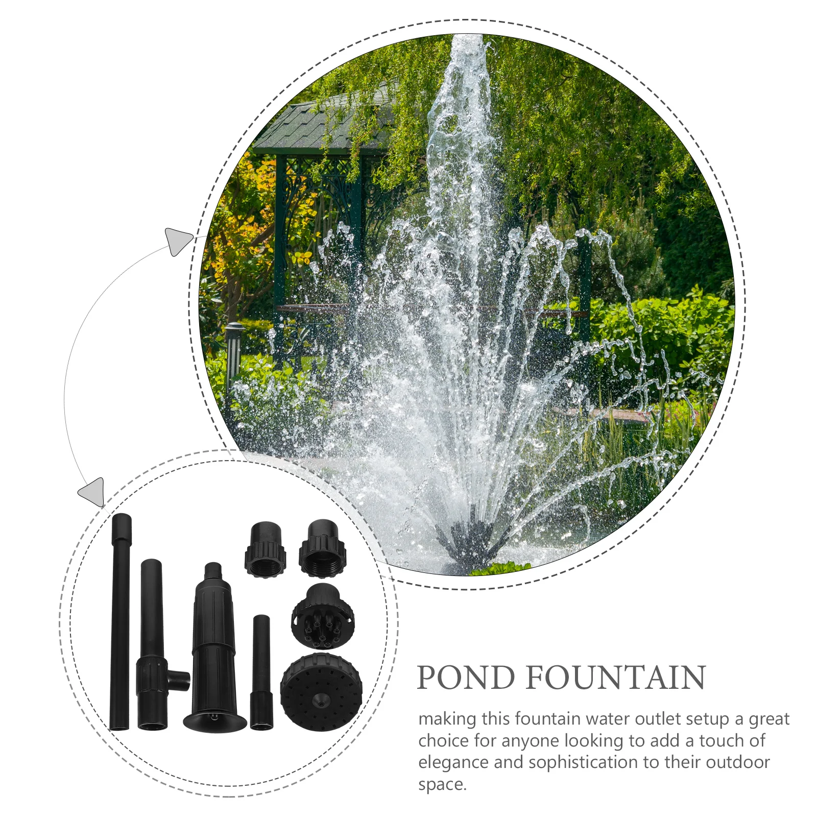 

1Set Fountain Nozzle Water Outlet Adjustable Flow Outdoor Pond Sprinkler Head Garden Water Feature Fountain Sprayer